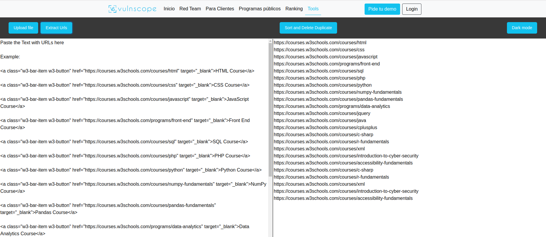 Vulnscope - Text to url